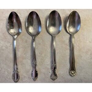 4 Vintage Silverplate Spoons Various Patterns And Manufacturers